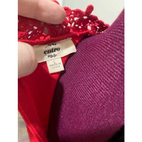 Red Embroidered Entro Dress Large - Picture 3 of 4